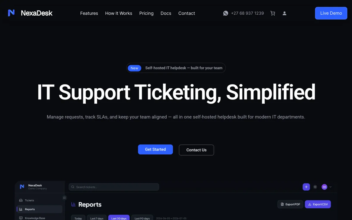 NexaDesk — self-hosted IT helpdesk product built by DRMR